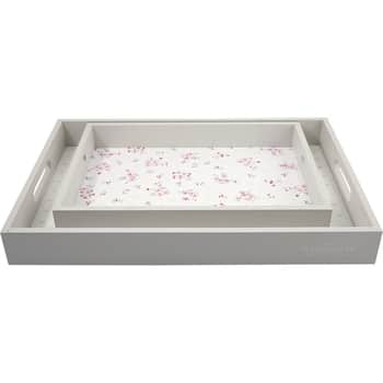Dřevěný podnos Layla Heart White – set 2 ks