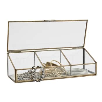Skleněná krabička s přihrádkami Antique Brass